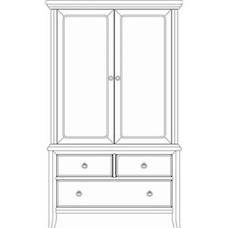 Armoire with Slideout Back Panel and Electrical Receptacle